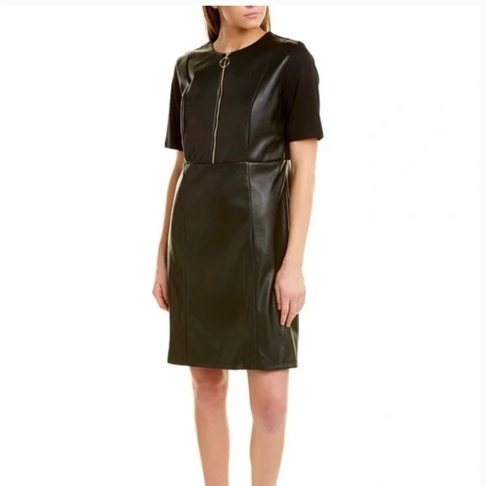Nanette Lepore Mini Black Vegan Leather Dress Size 6 NWT